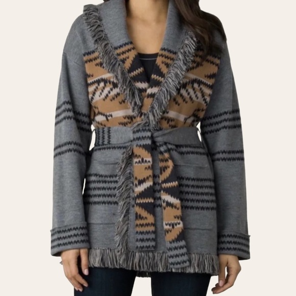 Margaret O’leary Merino Wool Navajo Shawl Jacket Belted Coat 💕 - Picture 1 of 3